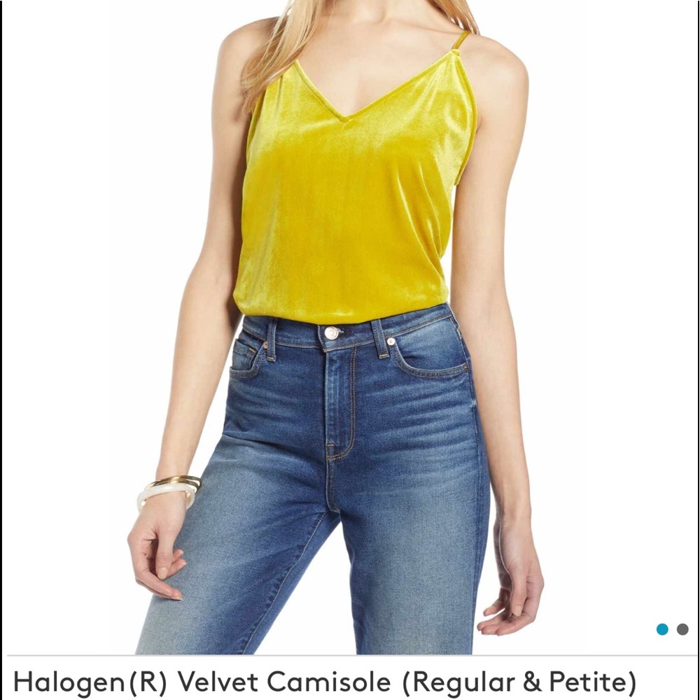 Halogen Yellow Velvet Camisole Tank Top